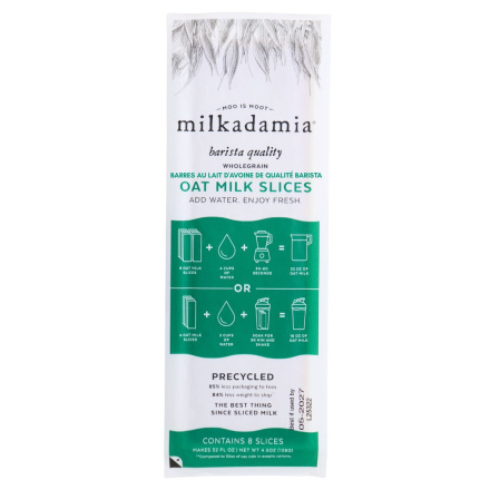 Milkadamia Barista Quality Oat Milk Slices Front