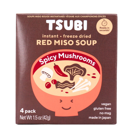 Tsubi Vegan Instant Red Miso Soup with Spicy Mushrooms Front