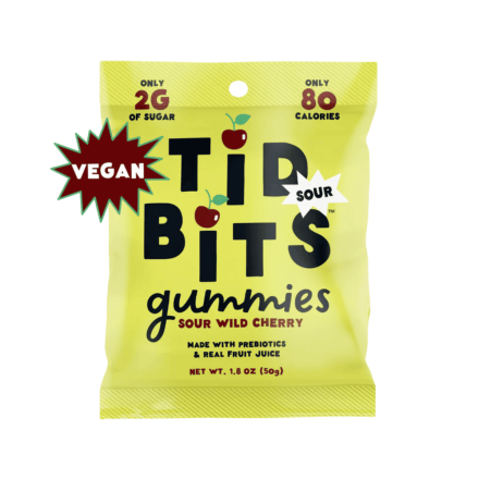 TIDBITS Vegan Gummies Sour Wild Cherry 6-Pack, 50g each
