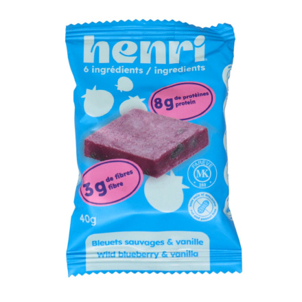 Henri Gluten-Free Snack Bar Wild Blueberry & Vanilla Front