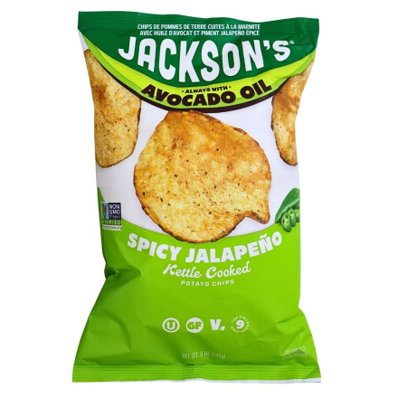 Jackson’s Kettle-Cooked Potato Chips with Avocado Oil Spicy Jalapeño Front