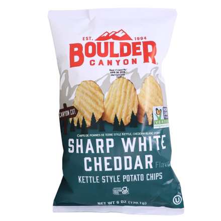 Boulder Canyon Kettle Style Potato Chips Sharp White Cheddar Front