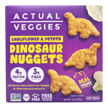 Actual Veggies Dinosaur Nuggets Cauliflower & Potato Front