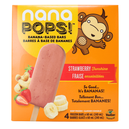 Nanashake Vegan NanaPops Banana-Based Bars Strawberry Sunshine Front