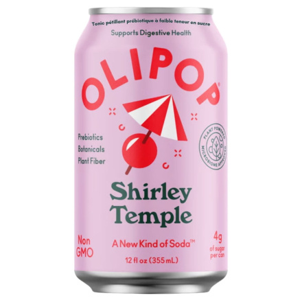 OLIPOP Low Sugar Prebiotic Sparkling Tonic Shirley Temple Front