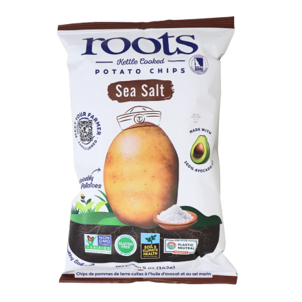 Roots Kettle Cooked in Avocado Oil Potato Chips Sea Salt Front