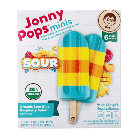 JonnyPops Organic Mini Popsicles Sour Blue Raspberry Splash Front
