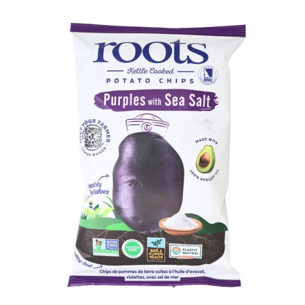 Roots Kettle Cooked in Avocado Oil Potato Chips Purples With Sea Salt Front