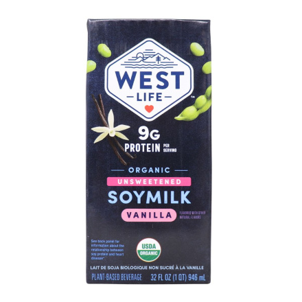 West Life Organic Unsweetened Soymilk Vanilla Front
