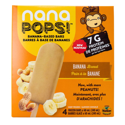 Nanashake Vegan NanaPops Banana-Based Bars Banana Bread Front