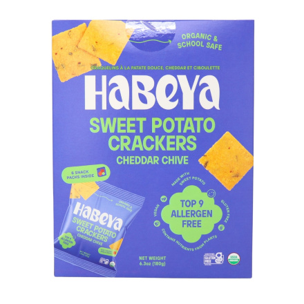 Habeya Gluten-Free Sweet Potato Crackers Cheddar Chive Front