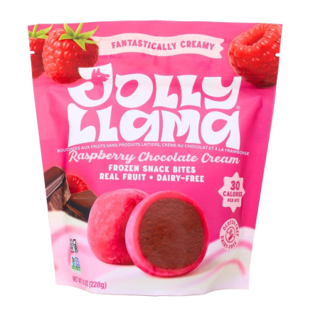 Jolly Llama Real Fruit Dairy-Free Snack Bites Raspberry Chocolate Cream Front
