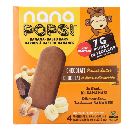 Nanashake Vegan NanaPops Banana-Based Bars Chocolate Peanut Butter Front