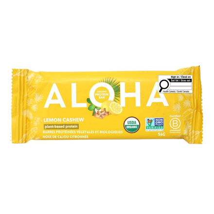 Front of ALOHA Protein Bars Organic Plant-Based Protein Bar Lemon Protein Bar