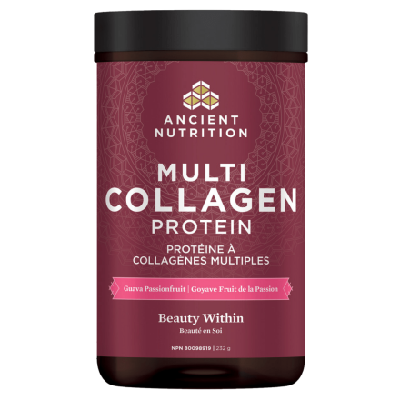 Front of Ancient Nutrition Multi Collagen Protein Beauty Within Guava Passionfruit, 232g