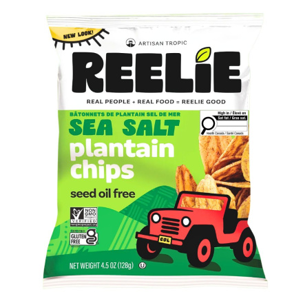 Front of Artisan Tropic Plantain Strips Chips Sea Salt - Healthy Chip Alternatives - Paleo Chips - Paleo Snacks, Plantain Snacks - Snack Packs For School