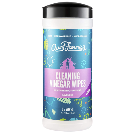 Front of Aunt Fannie's Cleaning Vinegar Wipes Lavender, 35 Wipes