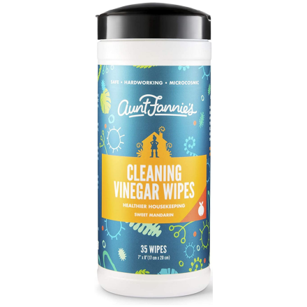 Front of Aunt Fannie's Cleaning Vinegar Wipes Sweet Mandarin, 35 Wipes