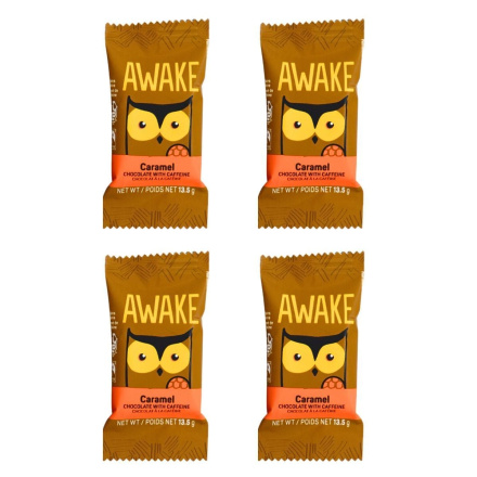 Front of Awake Chocolate Caffeinated Caramel Chocolate - Awake Caffeine Chocolate - Awake Bars - Milk Chocolate Caffeine