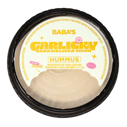 Baba’s Chickpea Hummus Garlicky Caramelized Onion Front