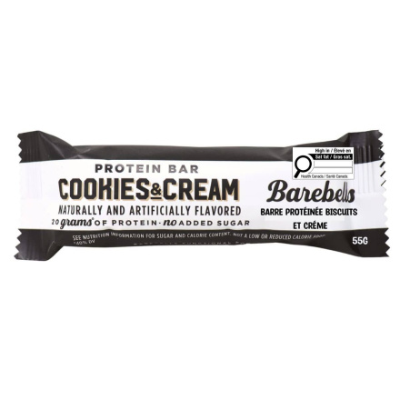Front of Barebells Protein Bar Cookies And Cream Protein Bar