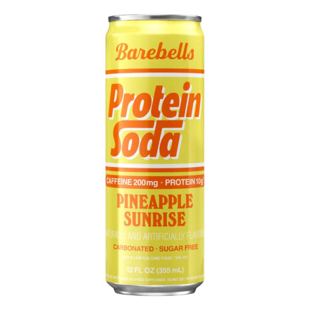 Barebells Caffeinated Protein Soda Pineapple Sunrise Front of can