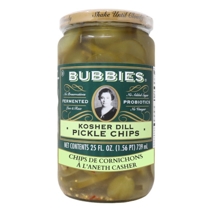 Bubbies Kosher Dill Pickle Chips Front of jar