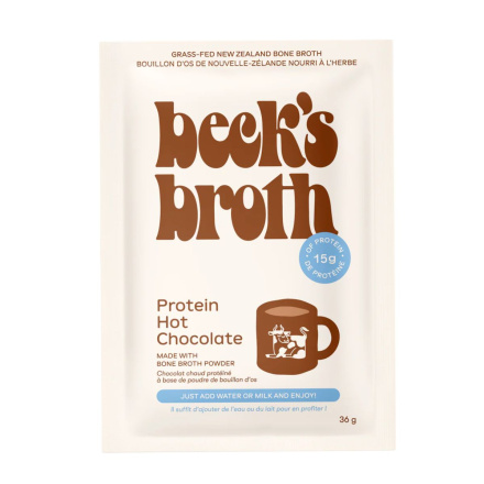 Front of Beck's Broth Bone Broth Powder Bone Broth Hot Chocolate Bone Broth Drink High Protein Hot Chocolate