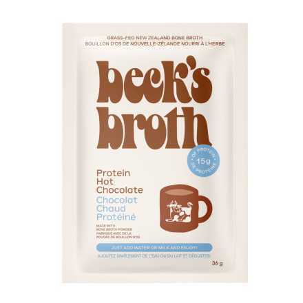 Front of Beck's Broth Bone Broth Powder Bone Broth Hot Chocolate Bone Broth Drink High Protein Hot Chocolate