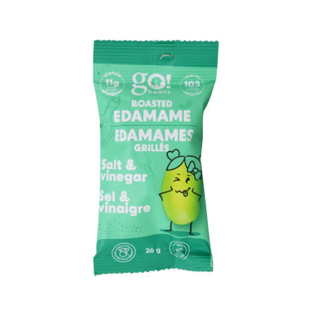 Go! Beanz High Protein Roasted Edamame Beans Snack Salt & Vinegar (8 Pack) Front