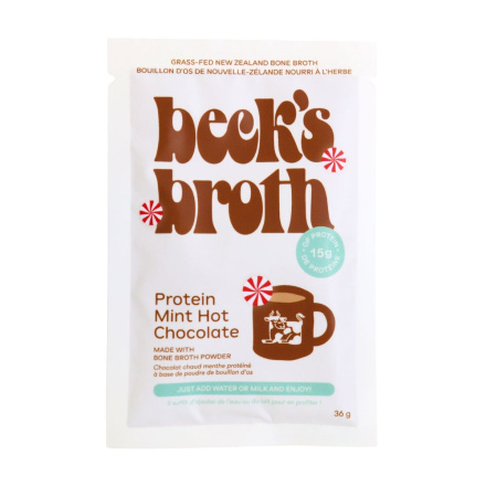 Beck’s Broth Bone Broth Powder Protein Mint Hot Chocolate Canada Front