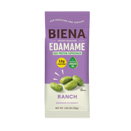 Front of Biena High-Protein Edamame Supersnack Ranch - Dry Roasted Edamame - Edamame Keto - Biena Edamame