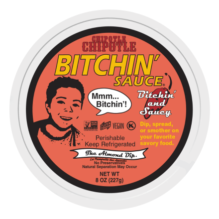 Front of Bitchin' Sauce Almond Dip Chipotle - Whipped Almond Sauce - Creamy Chipotle Dip Without Dairy - Gluten Free Chipotle Dips