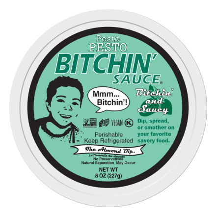 Front of Bitchin' Sauce Almond Dip Pesto - Whipped Almond Sauce - Creamy Pesto Dip Without Dairy - Gluten Free pesto Dips