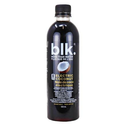 Front of Blk. Water Infused with Fulvic Minerals Electric Coconut, 500ml