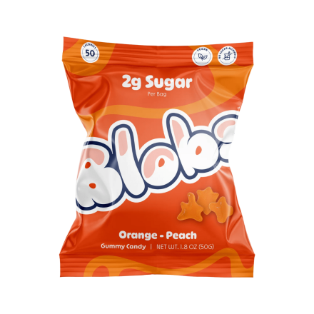 Blobs Low Sugar Gummy Candy Orange Peach Canada Front