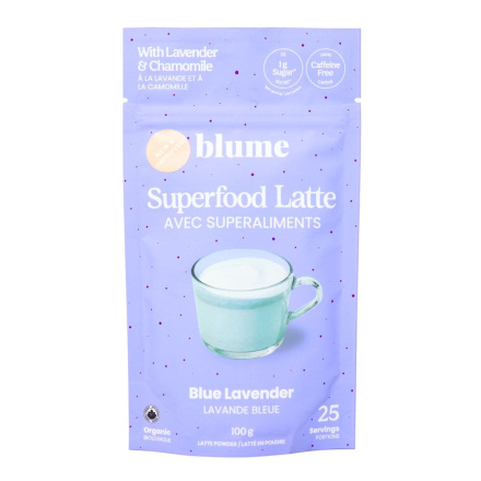 Blume Superfood Latte Blue Lavender with Lavender & Chamomile Canada Front