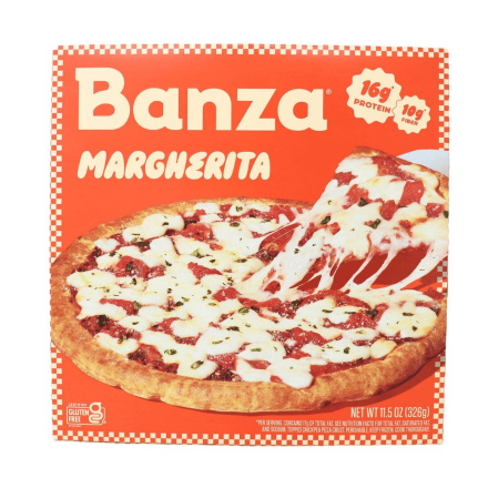 Front of Banza Gluten-Free Chickpea Pizza Margherita - High Protein Pizza - Healthy Frozen Pizzas - Frozen Gluten Free Pizza