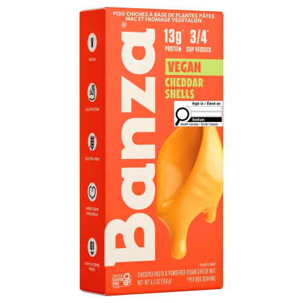 Front of Banza Plant-Based Chickpea Pasta Mac & Vegan Cheese, 156g