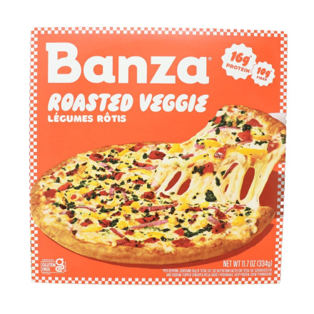 Front of Banza Gluten-Free Chickpea Pizza Roasted Veggie - High Protein Pizza - Veggie Pizza - Healthy Frozen Pizzas