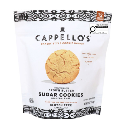 Front of Cappello's Gluten-Free Sugar Cookie Dough Brown Butter - Gluten-Free Cookies - Gluten-Free Cookie Dough - Healthy Cookie Dough