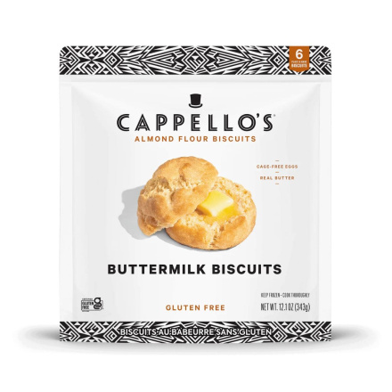 Front of Cappello’s Gluten-Free Buttermilk Biscuits - Gluten Free Biscuits - Healthy Biscuits - Frozen Buttermilk Biscuits