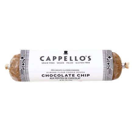 Front of Cappello’s Vegan Gluten-Free Cookie Dough Double Chocolate - Gluten-Free Vegan Cookies - Gluten-Free Cookie Dough - Gluten Free Chocolate Chip Cookies