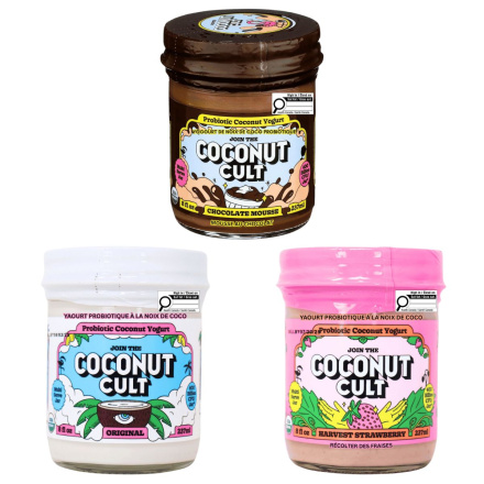 Front of Coconut Cult Probiotic Coconut Yogurt Variety 3-Pack