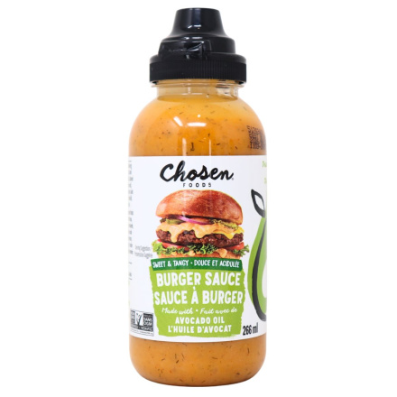Front of Chosen Foods Burger Sauce With Avocado Oil - Sauce Burger -Burger Special Sauce - Avocado Oil Sauce