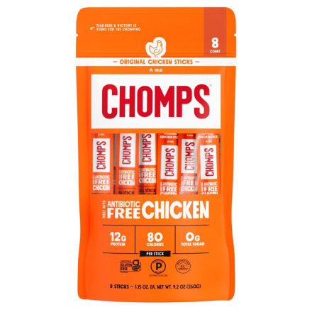 Chomps Antibiotic-Free Chicken Jerky Stick Original, 8 Sticks Front of package