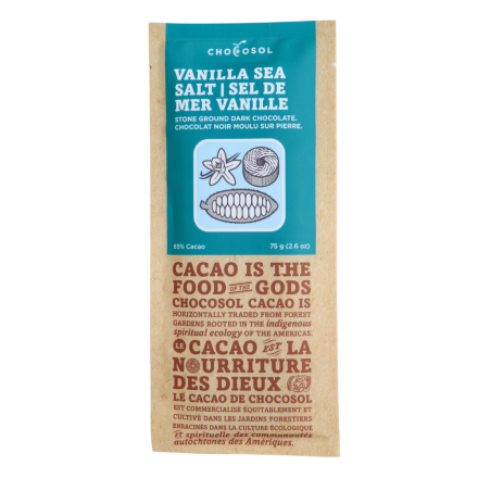 ChocoSol 65% Cacao Dark Chocolate Vanilla Sea Salt front