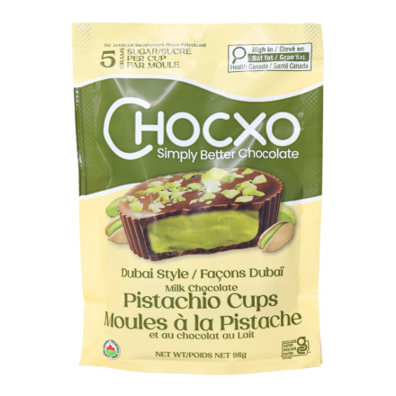 ChocXO Dubai Style Milk Chocolate Pistachio Cups Canada Front