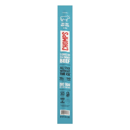Chomps Grass-Fed Beef Sticks Sea Salt  Canada Front