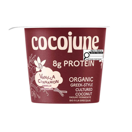 Front of Cocojune High-Protein Greek-Style Cultured Coconut Vanilla Cinnamon - Vegan Yogurt - Coconut Based Yogurt - Cocojune Coconut Yogurt
